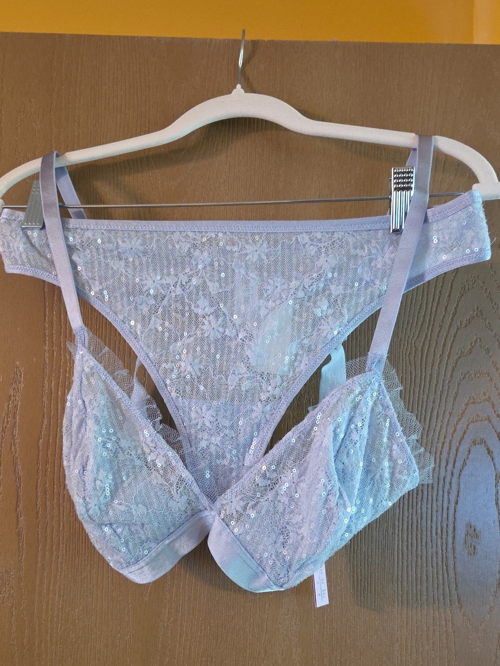 wild fable NWT Sequin Lace Bralette & Bikini Set - Light Blue